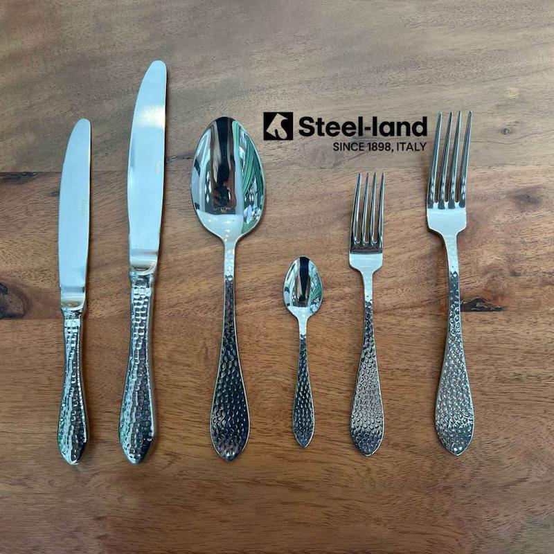 ست قاشق چنگال استیل 6 تایی ترک طرح کوبیده