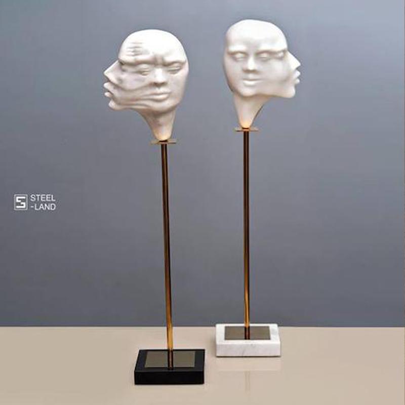 مجسمه دکوری سر مرمر ایستاده چند چهره