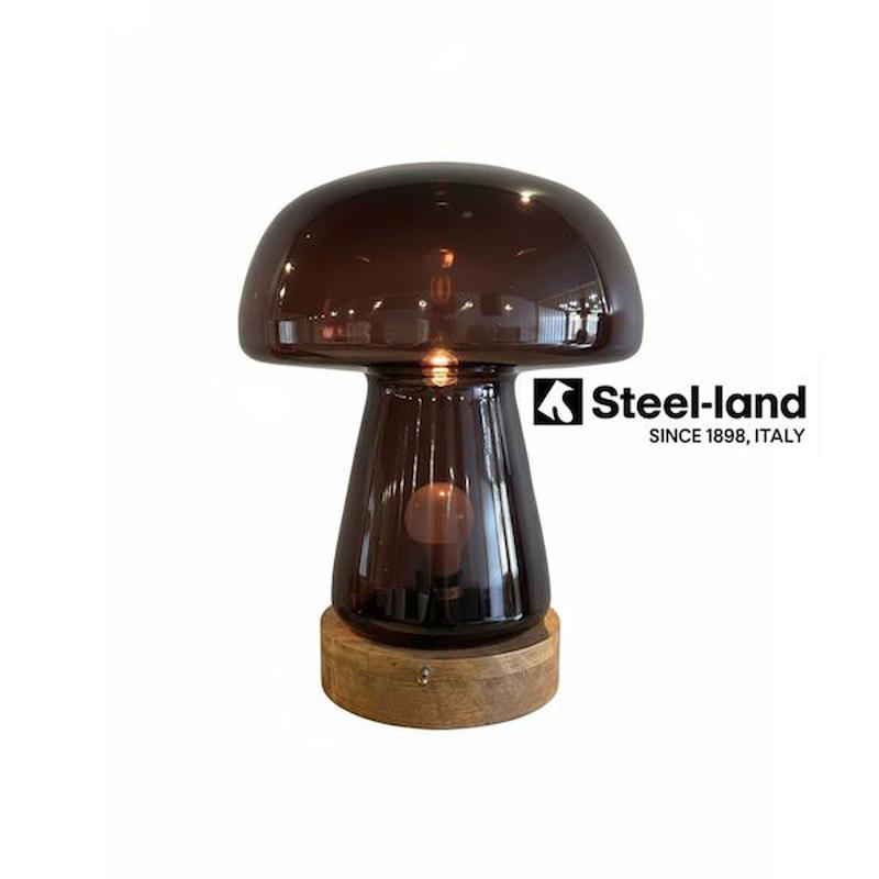 آباژور رومیزی شیشه ای مدل Amber Mushroom