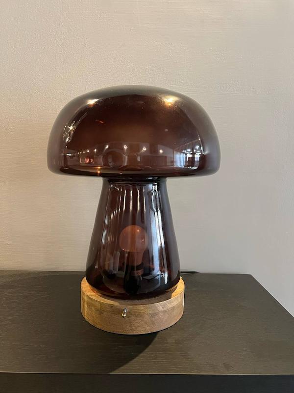 آباژور رومیزی شیشه ای مدل Amber Mushroom
