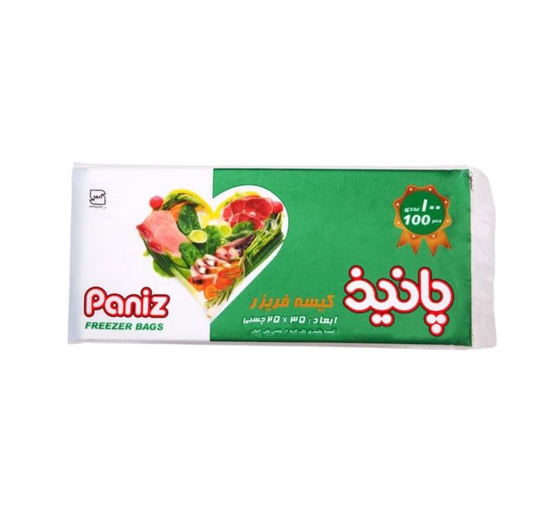 کیسه فریزر پانیذ مدل چسبی بسته 100 عددی