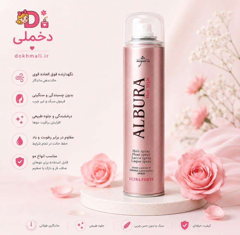 اسپری چسب مو آلبورا مدل Ultra Forte حجم 250 میلی لیتر