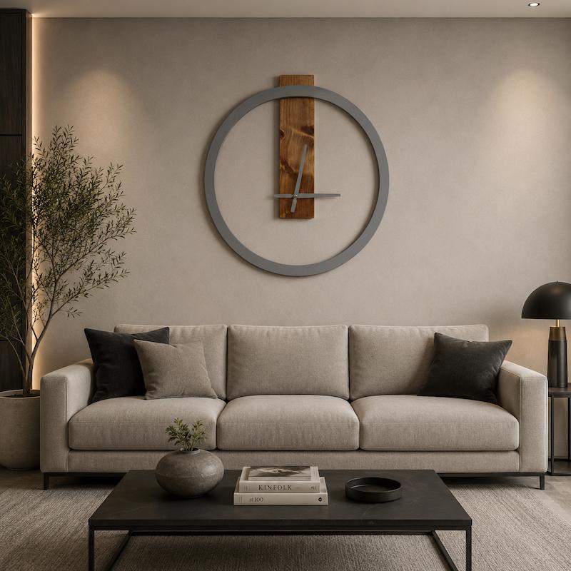 ساعت دیواری مینیمال طوسی مدل Sunwood