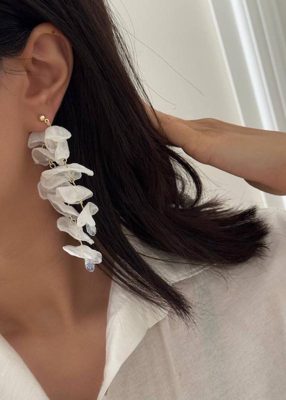 گوشواره پارچه ای گل دو روو