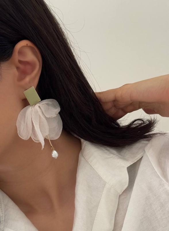 گوشواره پارچه ای مربع سبز