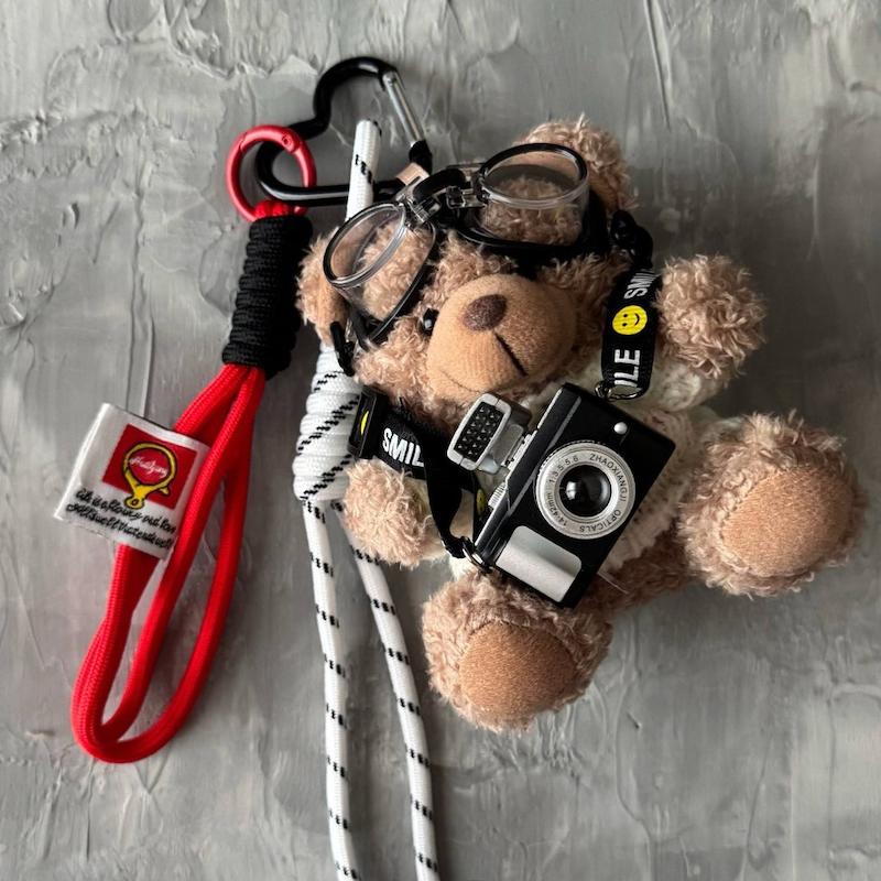 بگ چارم تدی عینک و دوربین دار سفید قرمز