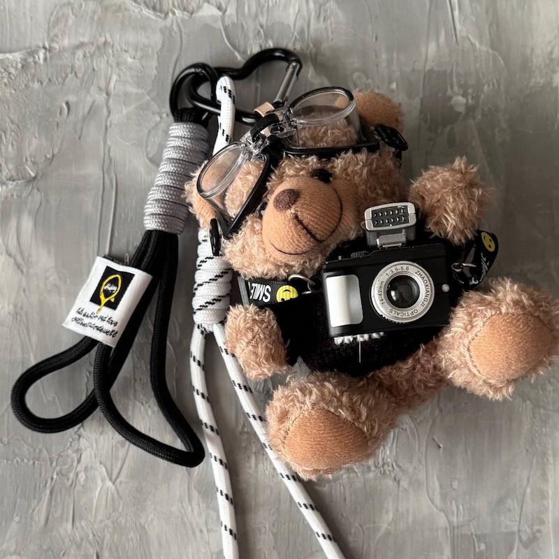 بگ چارم تدی عینک و دوربین دار سفید مشکی