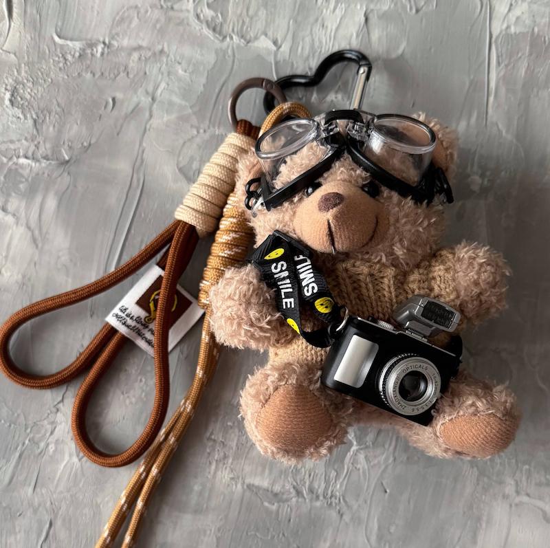 بگ چارم تدی عینک و دوربین دار کرم قهوه ای