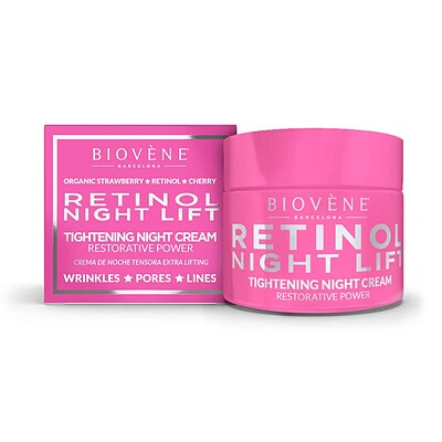 کرم شب حاوی رتینول بایووین بارسلونا   biovene barcelona RETINOL NIGHT LIFT Power Tightening Night Cream