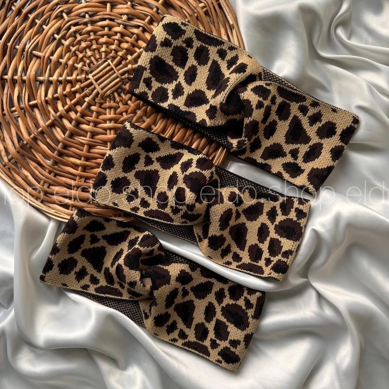 هدبند بافتنی پلنگی 🤎