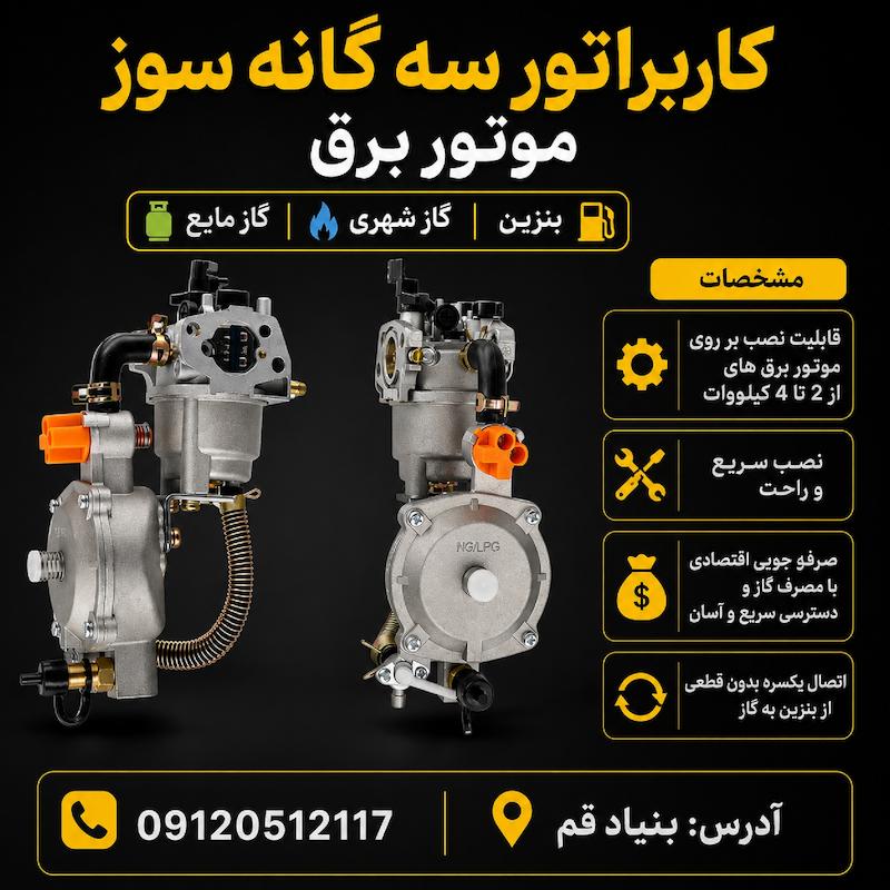کاربراتور سه گانه سوز 2 تا 4 کیلووات