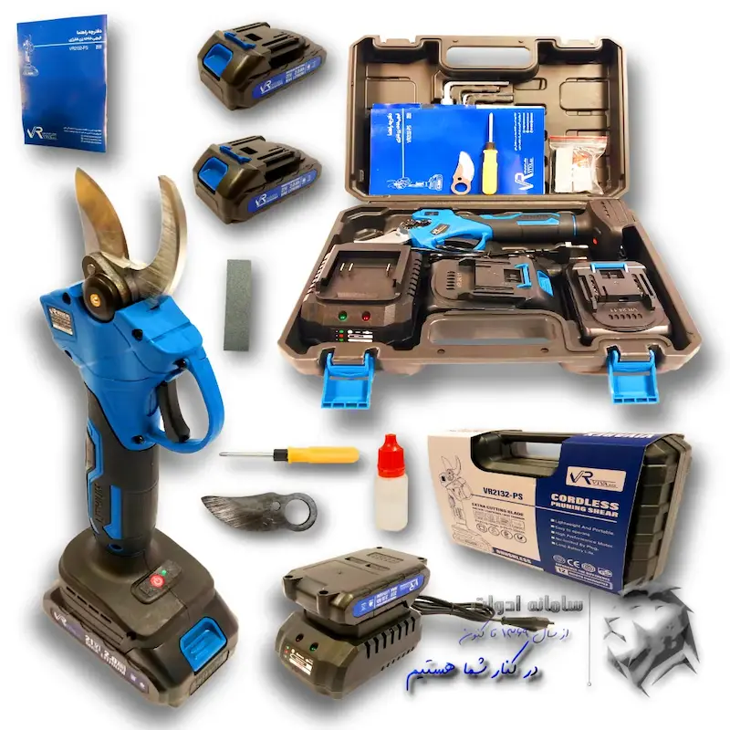 قیچی شارژی 21 ولت جفت باطری با لوازم برند ویوارکس VIVAREX