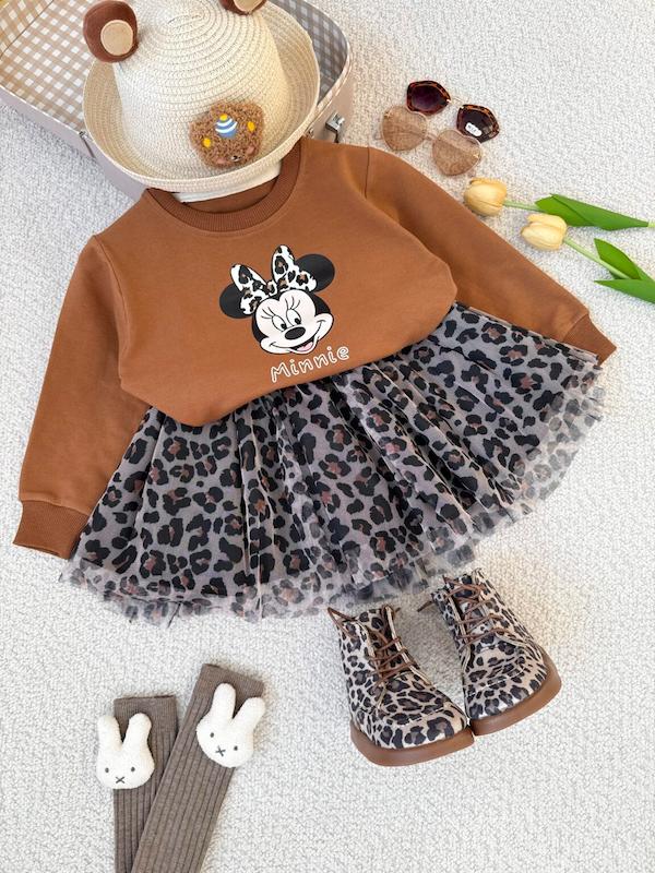 کراپ و دامن پلنگی میکی موس مناسب ۲ تا ۷ سال