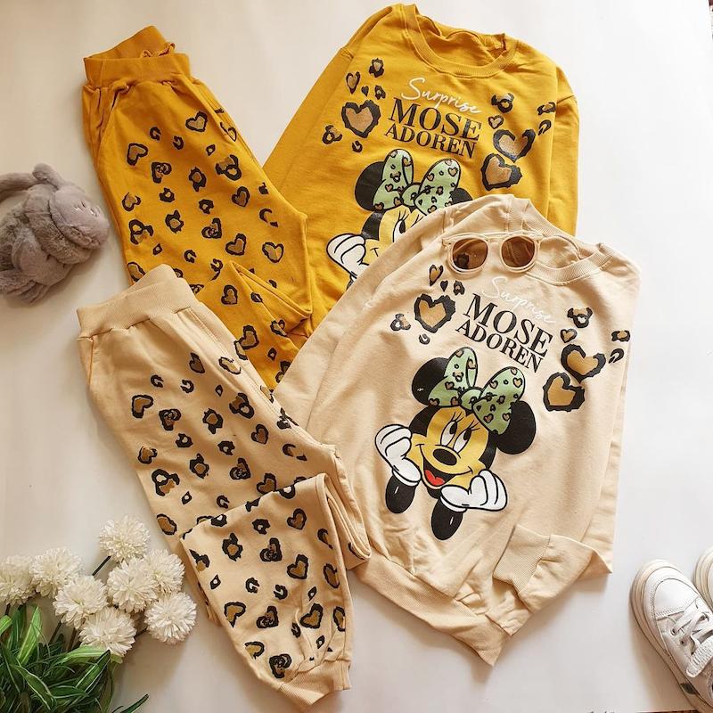 بلوز و شلوار میکی موس پلنگی دخترانه
