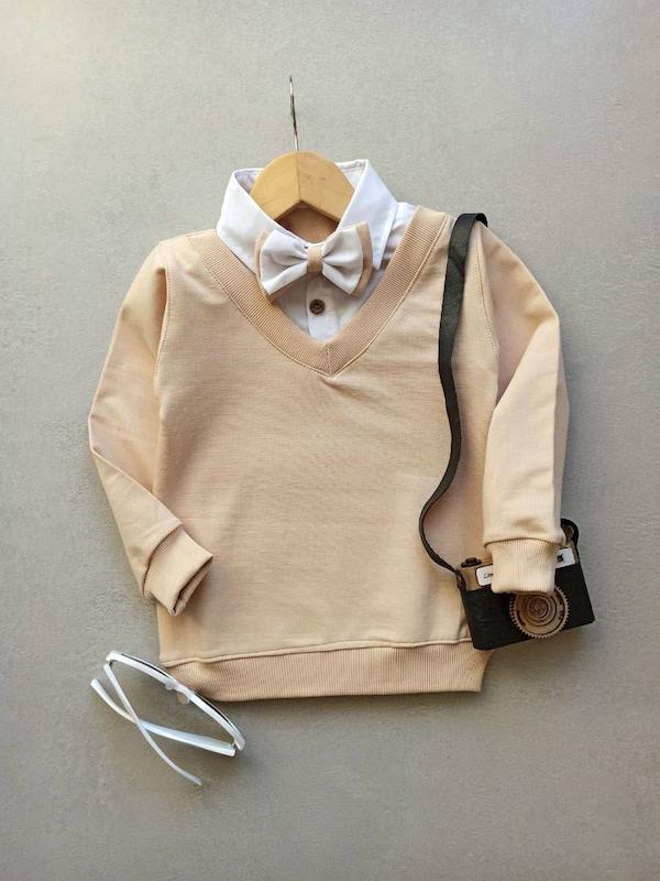 بلوز تک مجلسی پسرانه پاپیون دار