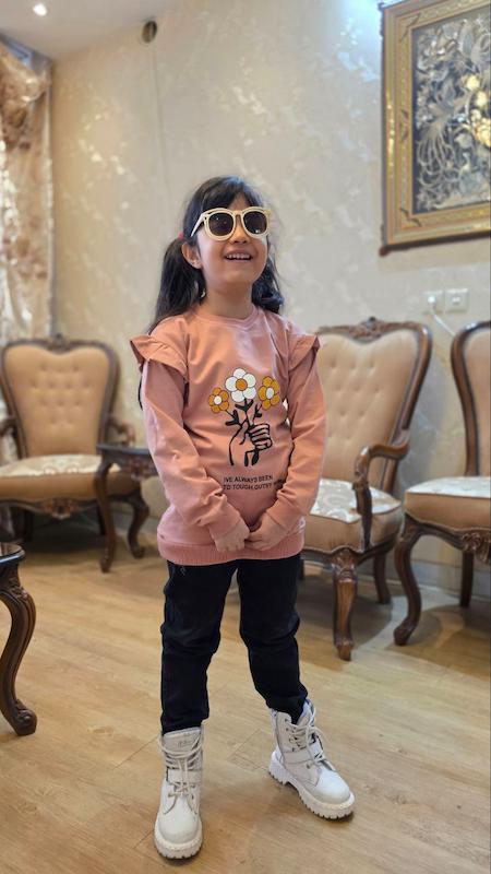 بلوز تک استین چیندار دسته گل دخترانه