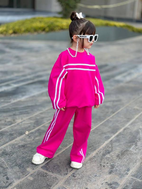 بلوز و شلوار دو خط لش دخترانه