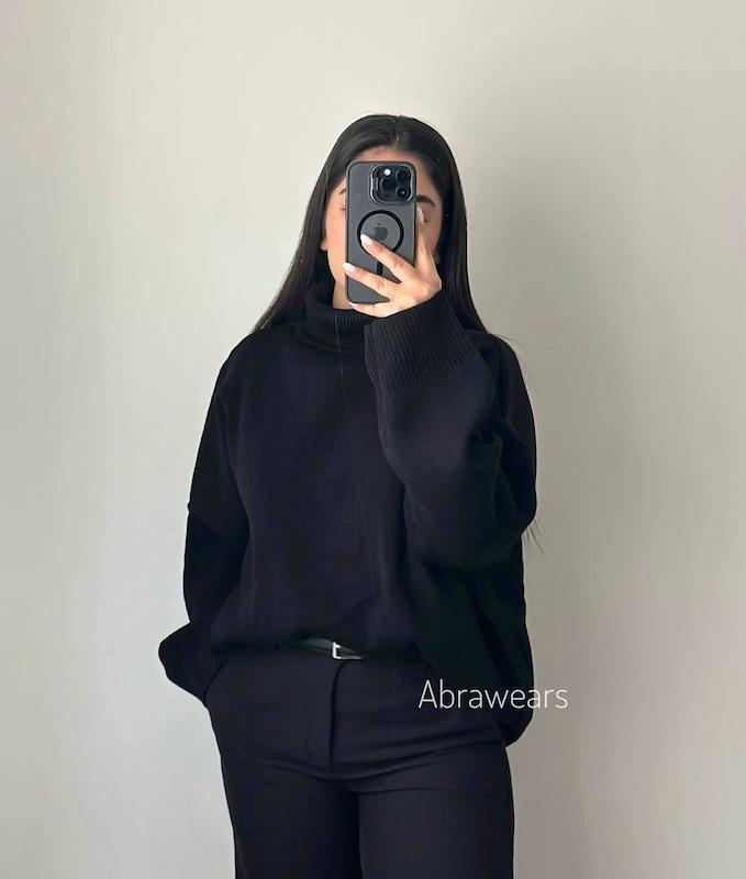 بلوز زنانه یقه اسکی لش