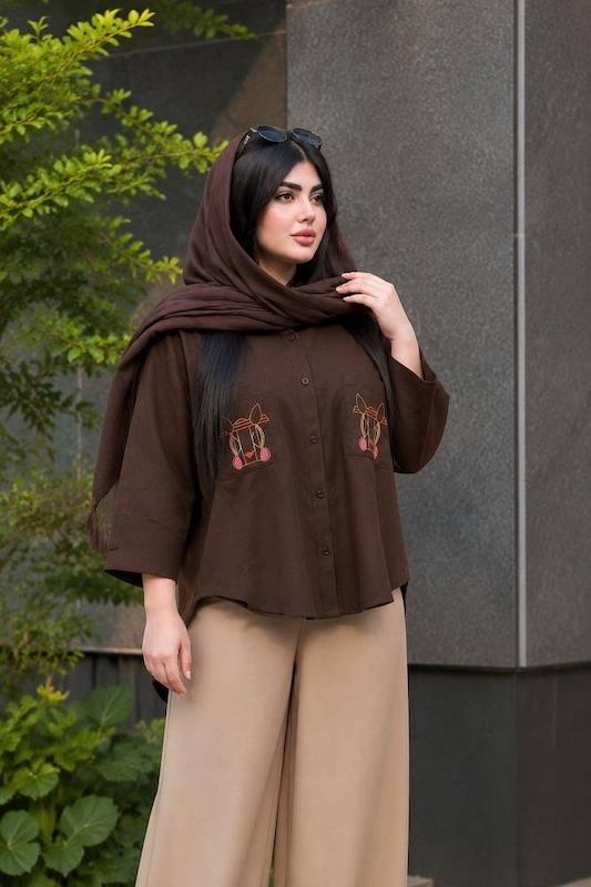 کراپ باکسی زنانه  لنین کتان کد ۳۰۵۷