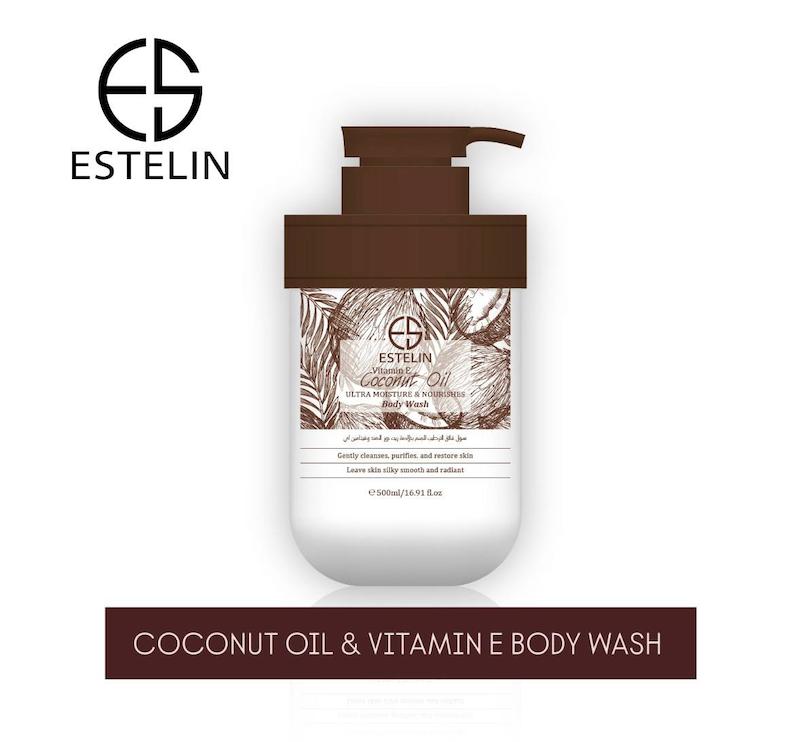 شامپو بدن فوق مغذی روغن نارگیل و ویتامین E استلین ESTELIN 500ml اورجينال