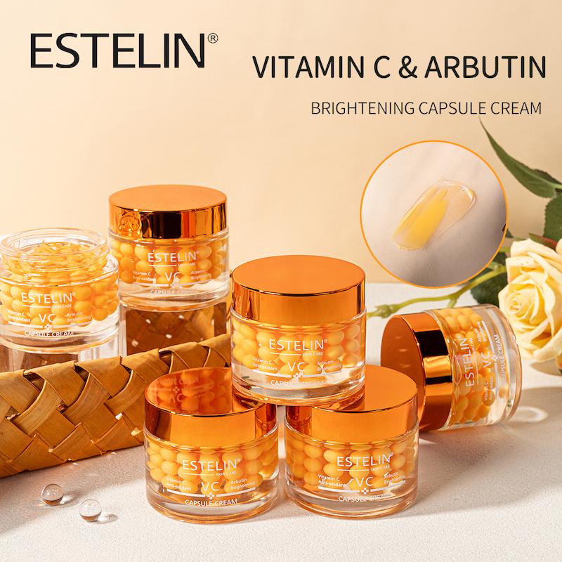 کرم کپسولی و روشن کننده ویتامین C و آربوتین استلین ESTELIN اورجينال