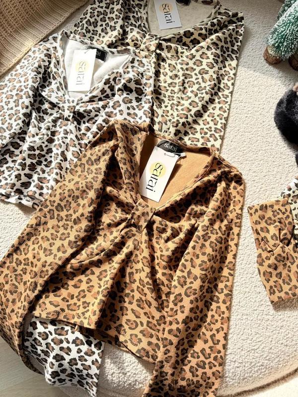 بلوز جلو پاپیونی پلنگی