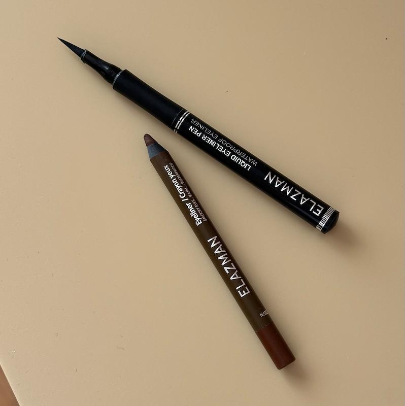 پک‌ خط چشم مایع مشکی و مداد چشم قهوه ای مخملی ELAZMAN