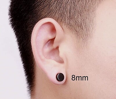 گوشواره مگنتی  ۸ میلیمتر مشکی مناسب یک گوش 