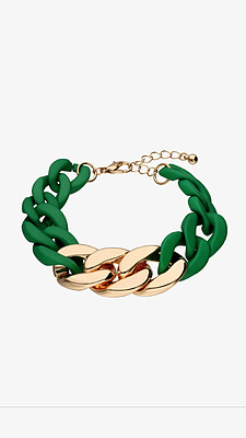 دستبند زنجیری پهن سبز و طلایی