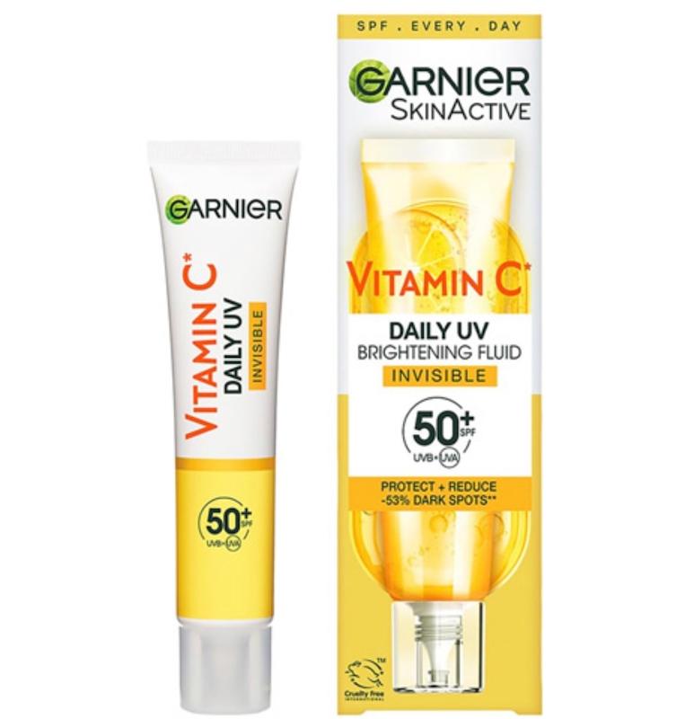 ضد آفتاب فلوئیدی ویتامین c بی رنگ گارنیر با spf 50