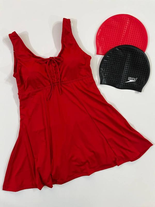 مایو زنانه دامن دار برند اسپیدو Speedo قرمز