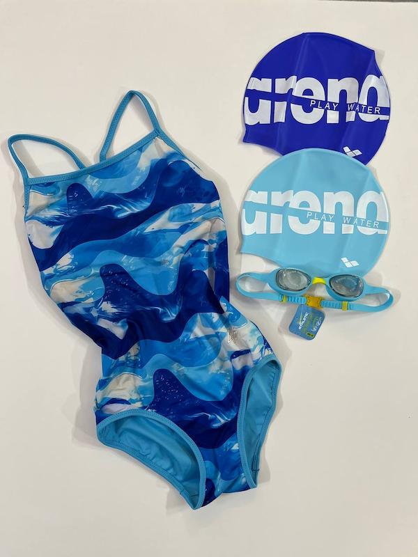 مایو اسلیپ زنانه دورو برند لایف Life آبی رنگی طرح موج