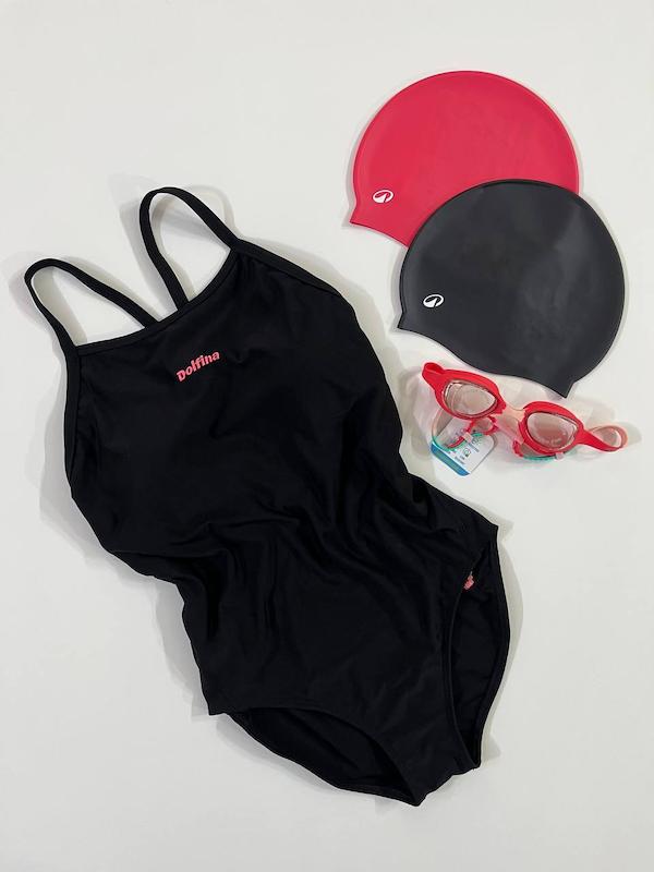 مایو اسلیپ زنانه دلفینا تک رنگ مشکی  DOLFINA