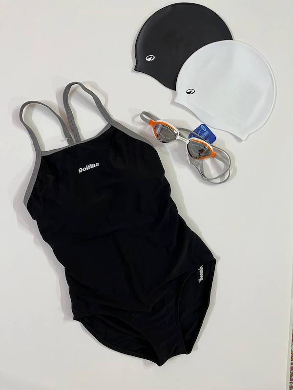 مایو اسلیپ زنانه دلفینا مشکی بند طوسی DOLFINA 