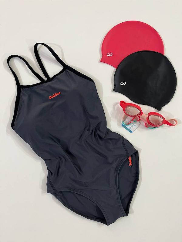 مایو اسلیپ زنانه دلفینا طوسی بند مشکی DOLFINA