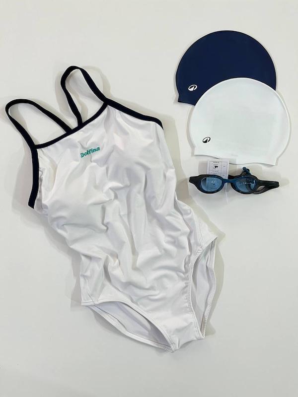 مایو اسلیپ زنانه دلفینا سفید بند سرمه ای DOLFINA