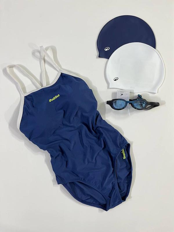 مایو اسلیپ زنانه دلفینا سرمه ای بند سفید DOLFINA 