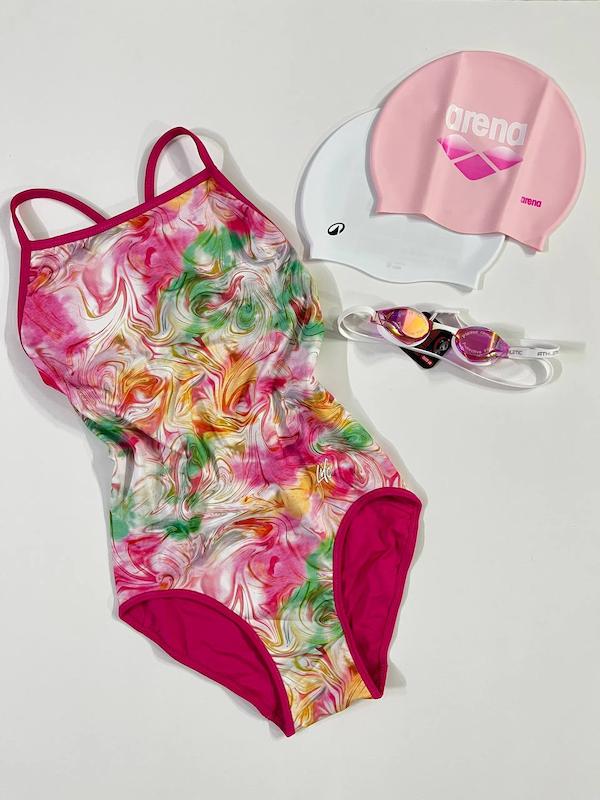 مایو اسلیپ زنانه دورو برند لایف Life طرح ابر و بادی سرخابی