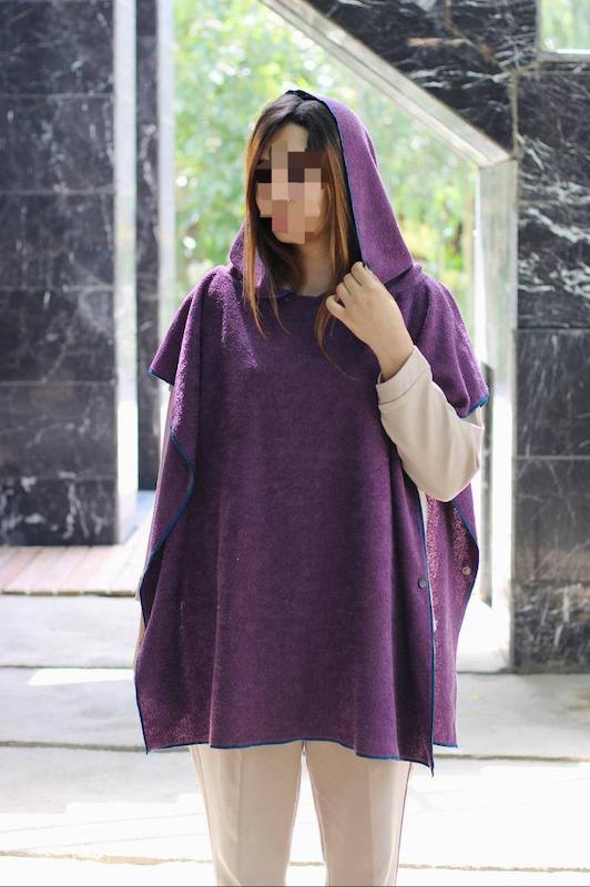 حوله پانچو رنگ «بادمجونی» | قد۷۵ و ۹۰