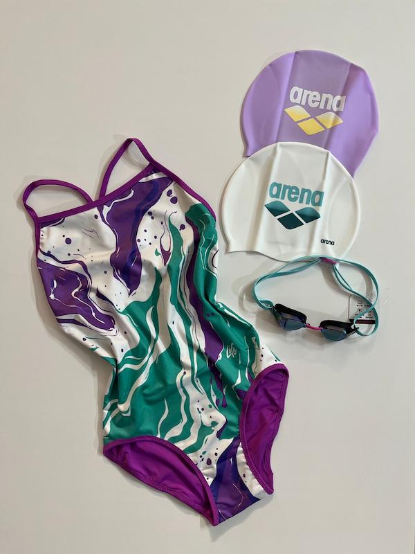 مایو اسلیپ زنانه دورو برند لایف Life سفید بنفش رنگی