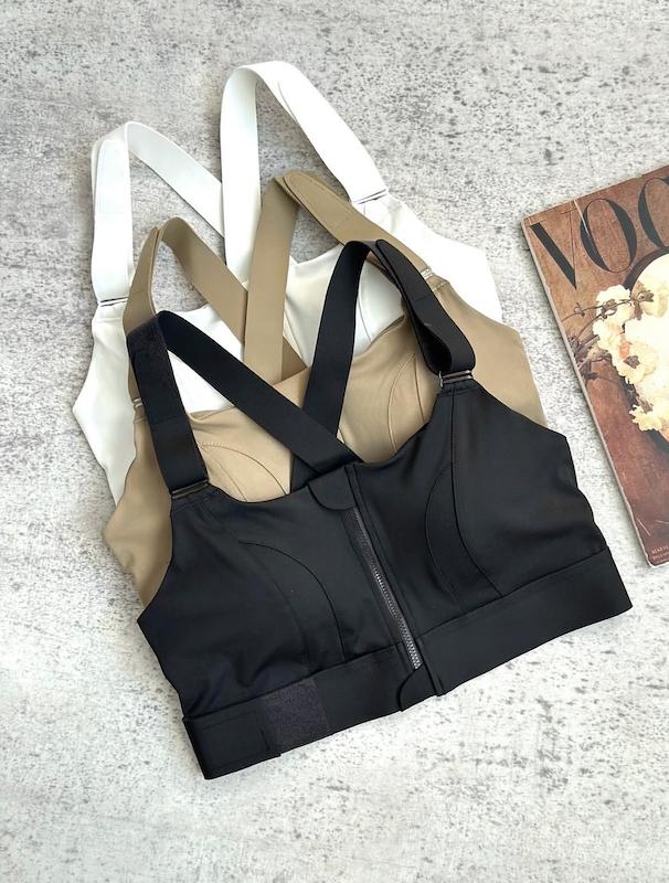 نیم‌تنه ورزشی چسبی زیپ‌دار جلو | سایزبندی ۳۸ تا ۴۶ | مشکی، سفید، زیتونی، بنفش