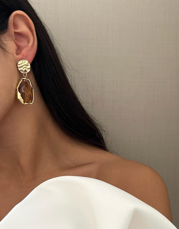 گوشواره طلايى قهوه اى