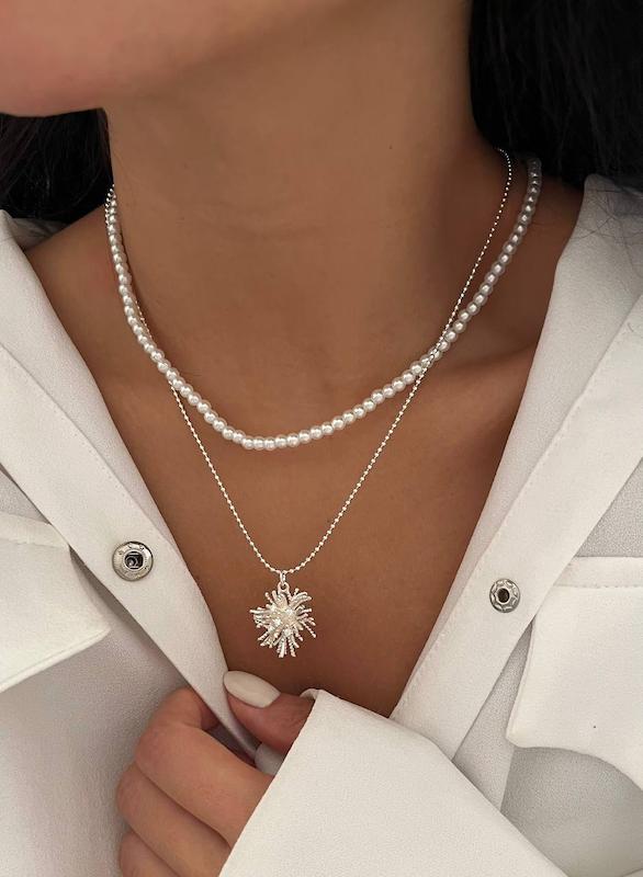 گردنبند مرجان دريايى ابكارى نقره