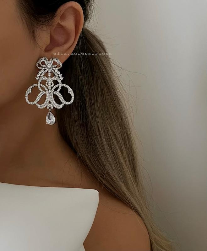 گوشواره طرح جواهر آویز سنگی