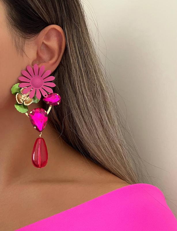 گوشواره گل آويز دار