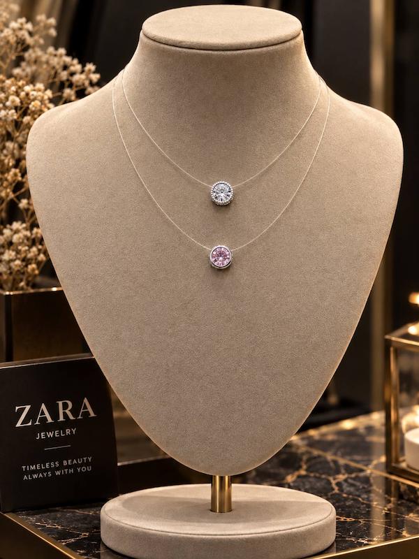 گردنبند بند نامرئى ابكارى نقره
