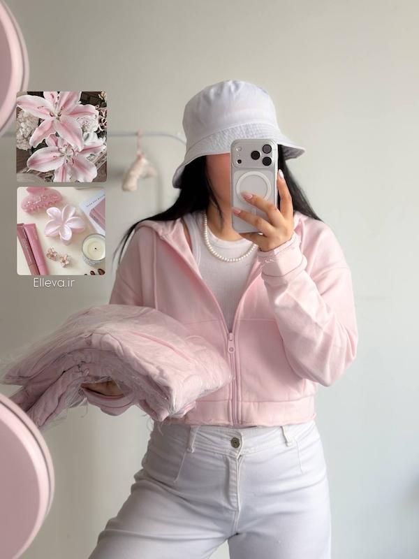 سویشرت کراپ صورتی🎀✨