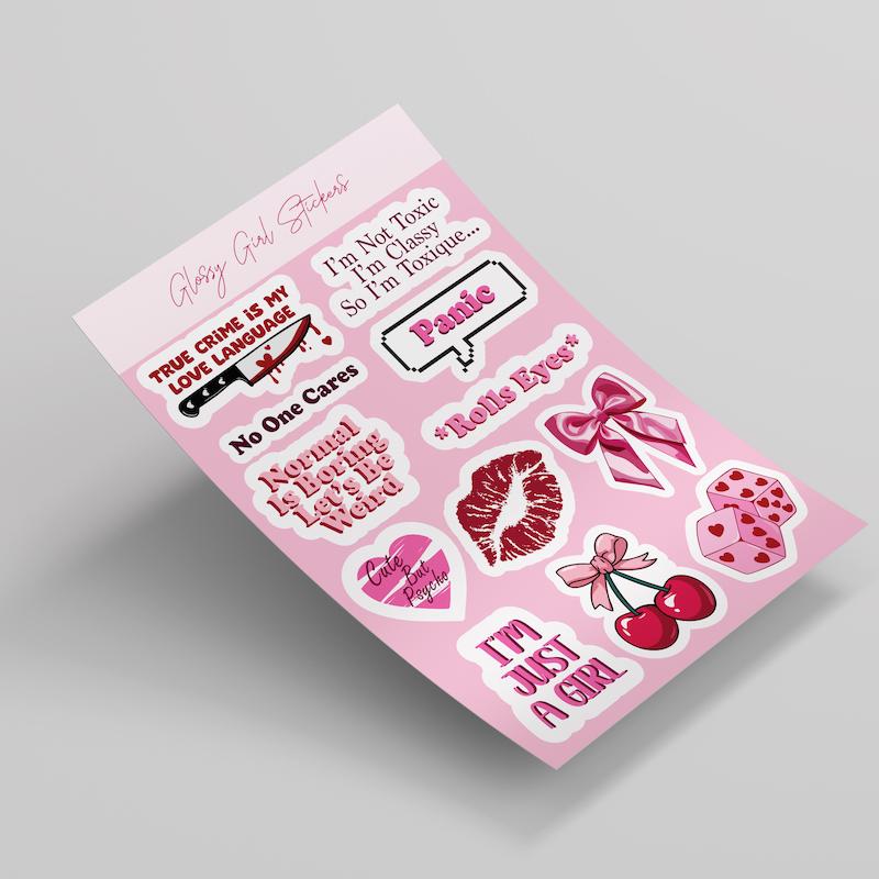 پک استیکر 12 تایی مدل Glossy Girl 