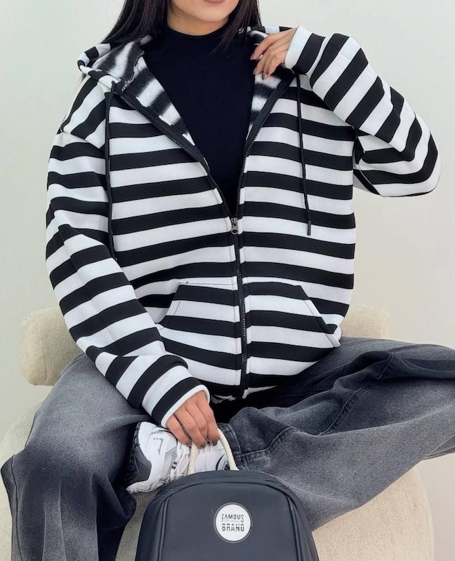 : ((سوییشرت)) جلو زیپ راه راه