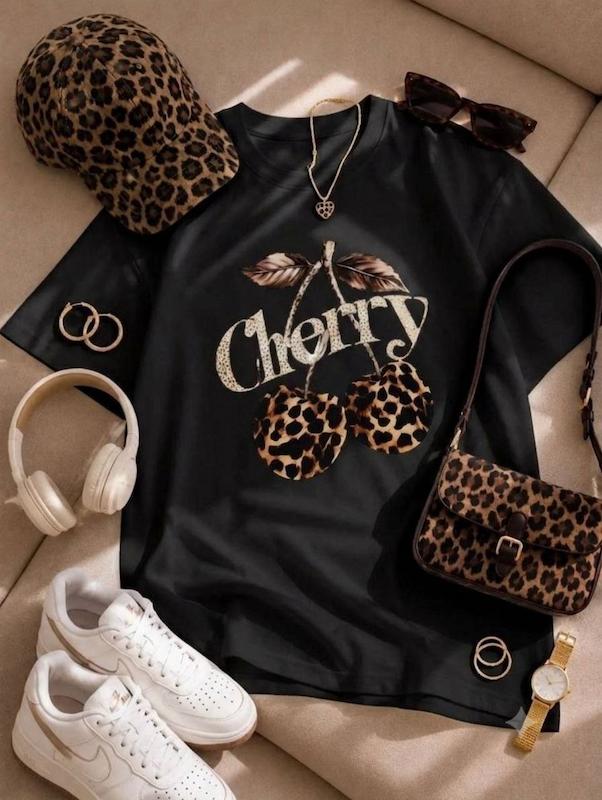 تیشرت باکسی چری پلنگی 🐆🍒